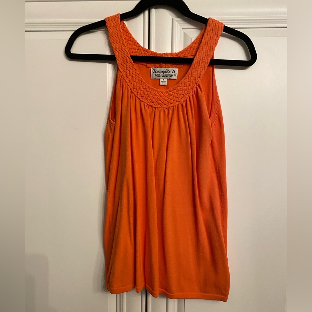 Joseph A. Women’s Size Small Orange Tank Top Scoop Neck Braided Neckline